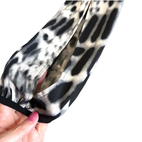 Nicole by Nicole Miller Leopard Print Double Split Sleeve Blouson Jersey Dress M - Picture 5 of 7